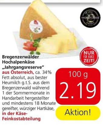 Eurospar Bregenzerwälder Hochalpenkäse Jahrgangsreserve Angebot