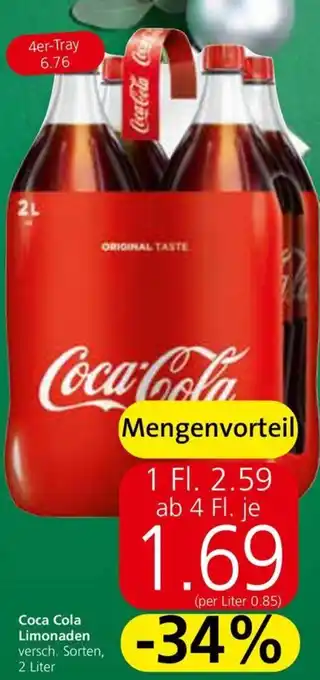 Eurospar Coca Cola Limonaden 2 Liter Angebot