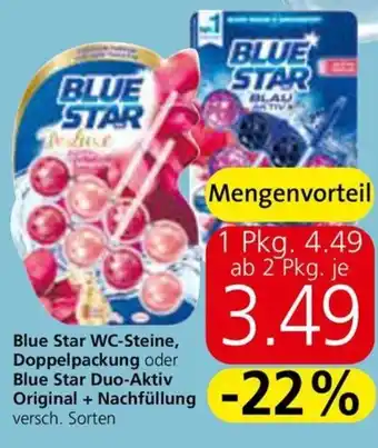 Eurospar Blue Star WC-Steine, Doppelpackung oder Blue Star Duo-Aktiv Original + Nachfüllung Angebot
