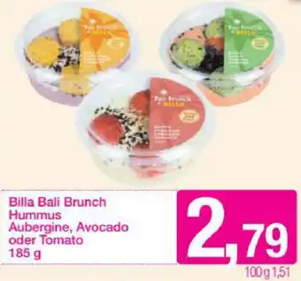 Sutterlüty Billa Bali Brunch Hummus Aubergine, Avocado Oder Tomato 185g Angebot