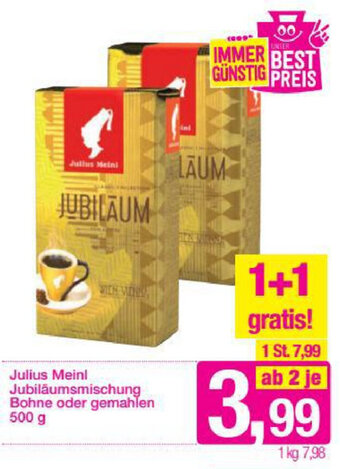 Sutterlüty Julius Meinl Jubiläumsmischung Bohne oder Gemahlen 500g Angebot