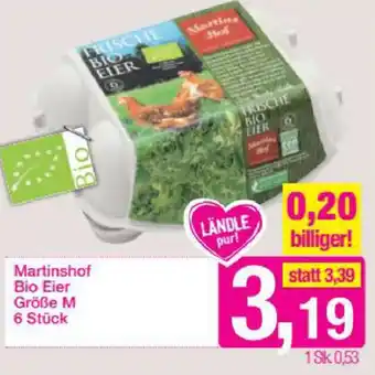 Sutterlüty Martinshof Bio Eier Größe M 6 stück Angebot
