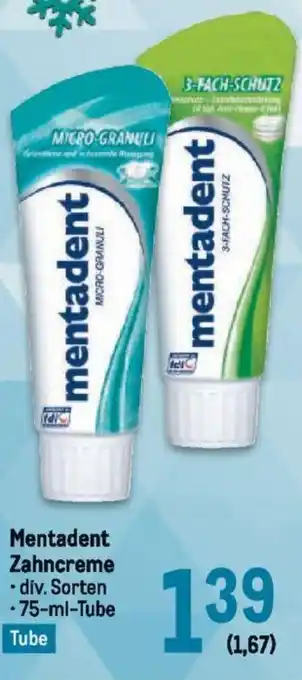 Metro Mentadent Zahncreme Angebot
