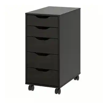 IKEA Alex schubladenelement auf rollen, schwarzbraun, 36x76 cm Angebot