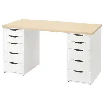 IKEA Mittcirkel / alex schreibtisch, glänzende kiefernachbildung weiß, 140x60 cm Angebot