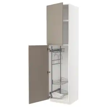 IKEA Metod hochschrank mit putzschrankeinr., weiß/upplöv matt dunkelbeige, 60x60x240 cm Angebot