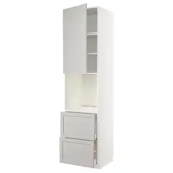 IKEA Metod / maximera hochschrank f backofen+tür/2schubl, weiß/lerhyttan hellgrau, 60x60x240 cm Angebot