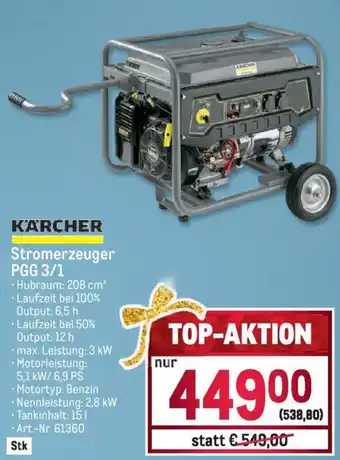 Metro KARCHER Stromerzeuger PGG 3/1 Angebot