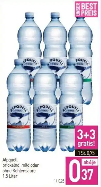 Sutterlüty Alpquell prickelnd, mild oder ohne Kohlensäure 1,5 Liter Angebot