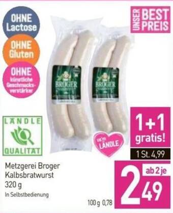 Sutterlüty Metzgerei Broger Kalbsbratwurst 320 g Angebot