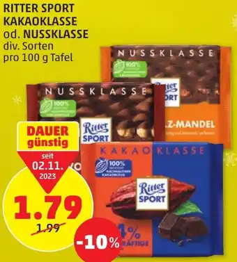 PENNY RITTER SPORT KAKAOKLASSE od. NUSSKLASSE Angebot