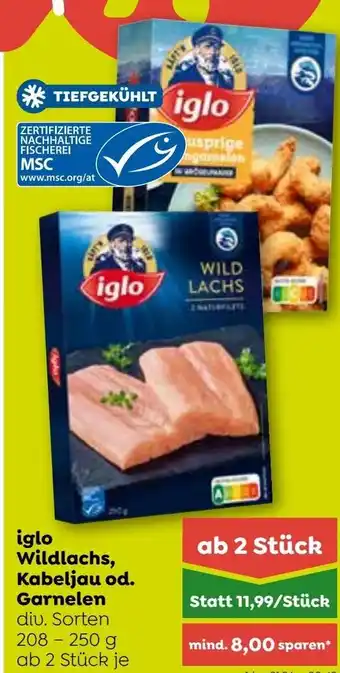 ADEG iglo Wildlachs, Kabeljau od. Garnelen Angebot
