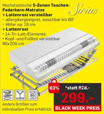 Möbel Ludwig 5-Zonen Taschen- Federkern Matratze Angebot