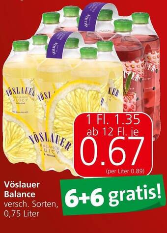 Spar Vöslauer Balance 0,75 Liter Angebot