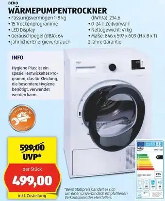 Hofer WÄRMEPUMPENTROCKNER Angebot
