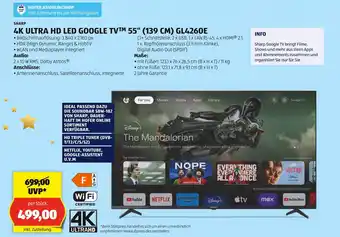 Hofer SHARP 4K ULTRA HD LED GOOGLE TV™ 55" (139 CM) GL4260E Angebot
