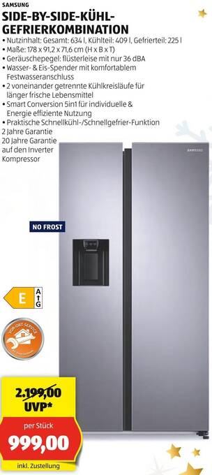 Hofer SAMSUNG SIDE-BY-SIDE-KÜHL- GEFRIERKOMBINATION Angebot