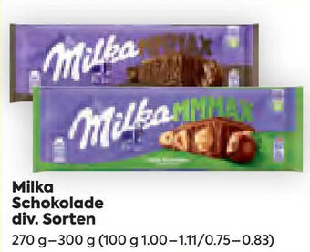 Billa Milka Schokolade 270 g - 300 g Angebot