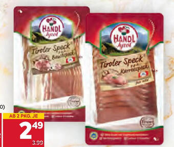 Billa Handl Tyrol Bauch-, Karree-od. Schinkenspeck 100 g Angebot