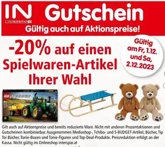 Interspar einen Spielwaren-Artikel Ihrer Wahl Angebot