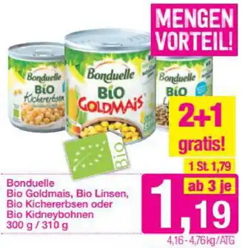Sutterlüty Bonduelle Bio Goldmais, Bio Linsen, Bio Kichererbsen Oder Bio Kidneybohnen 300/310g Angebot