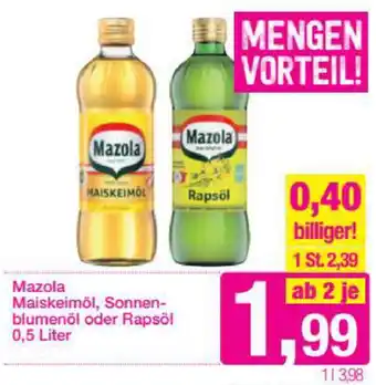 Sutterlüty Mazola Maiskeimöl, Sonnen Blumenöl oder Rapsöl 0,5L Angebot