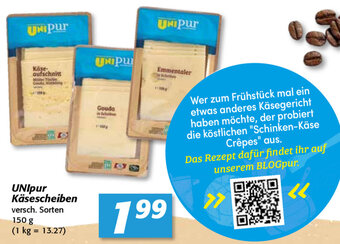 Strasser Markt UNIpur Käsescheiben 150g Angebot