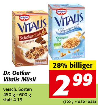 Strasser Markt Dr. Oetker Vitalis Müsli 450 g-600 g Angebot