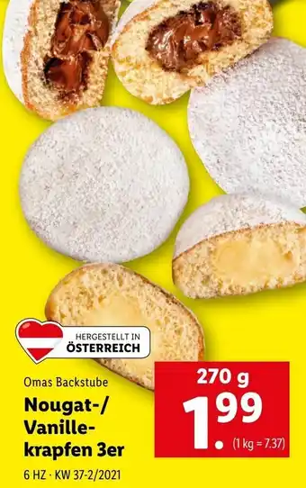 Lidl Nougat-/Vanille-Krapfen 3er 270g Angebot