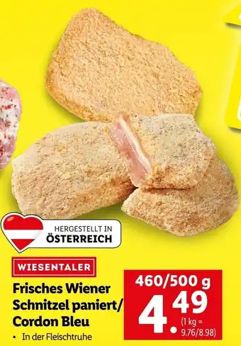 Lidl Frisches Wiener Schnitzel Paniert/Cordon Bleu 460/500g Angebot