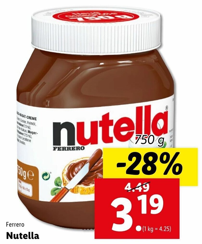 Nutella 750g Angebot bei Lidl