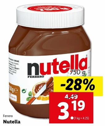 Lidl Nutella 750g Angebot