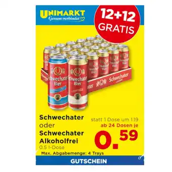 Unimarkt Schwechater oder schwechater alkoholfrei ab 24 dosen je 0.59€ unimarkt Angebot