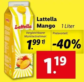 Lidl Lattella Mango 1 Liter Angebot