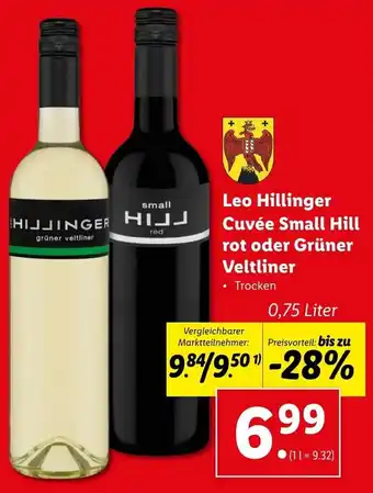 Lidl Leo Hillinger Cuvée Small Hill Rot Oder Grüner Veltliner 0,75 Liter Angebot