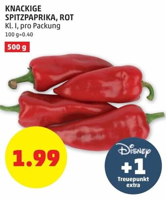 PENNY Knackige Spitzpaprika, ROT 500g Angebot