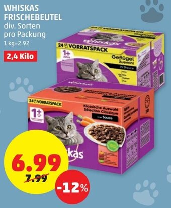 PENNY Whiskas Frischebeutel 2,4 Kilo Angebot