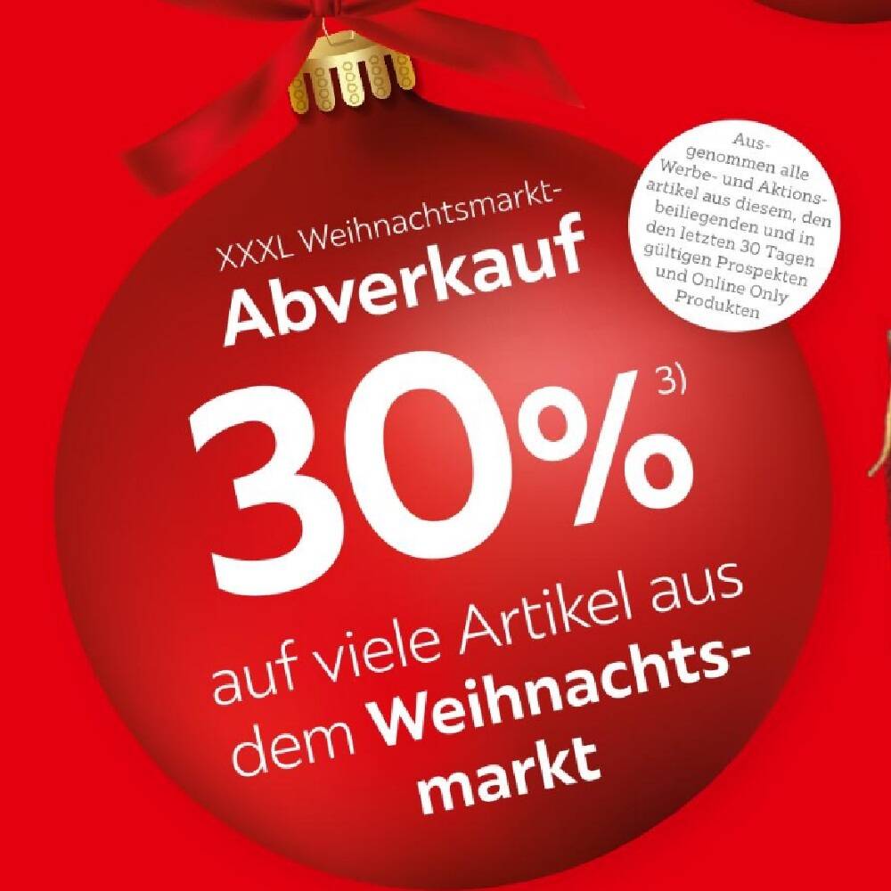Xxxl weihnachtsmarkt abverkauf 30 auf viele artikel aus dem