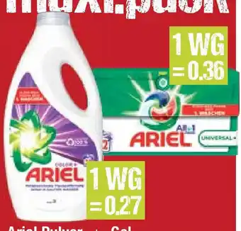 Maximarkt Ariel Pulver oder Gel Angebot