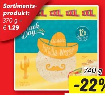 Lidl Tortilla Wraps 740 g Angebot