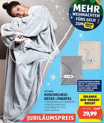 Hofer EASYHOME KUSCHELHEIZ-DECKE-/MANTEL Angebot