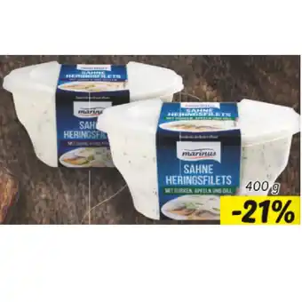 Lidl Marinus sahneheringsfilet versch. sorten lidl 400 gramm 1 becher Angebot
