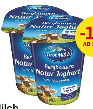 MPreis Tirol Milch Bergbauern Naturjoghurt Angebot