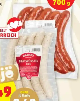 PENNY RADATZ KÄSEKRAINER XXL od. BRATWÜRSTEL XXL Angebot