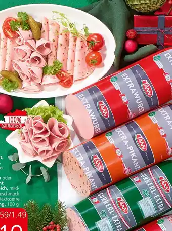 Spar Extra-Pikant, Extrawurst, Gurkerl- oder Chili-Extra, Puten-Extra oder Puten-Pikant aus Österreich Angebot