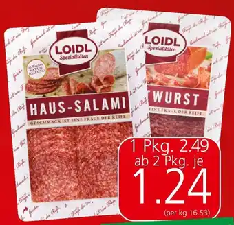 Spar Loidl Kantwurst, Putensalami oder Haussalami 75 g Angebot