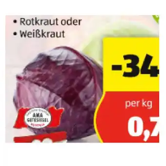 Hofer Hofer marktplatz kraut aus österreich rotkraut oder weißkraut hofer 1 kilogramm Angebot