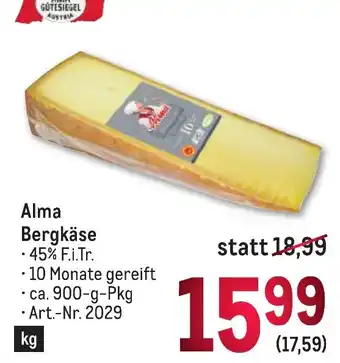 Metro Alma Bergkäse Angebot