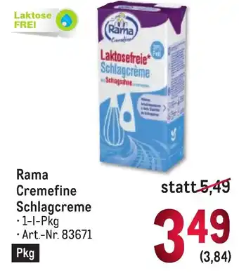 Metro Rama Cremefine Schlagcreme Angebot