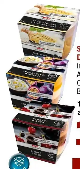 Spar SPAR PREMIUM Dessert Edition Sweet o mio in den Sorten Schoko-Kirsch, Apfelstrudel-Vanillemousse, Cheescake-Maracuja Angebot
